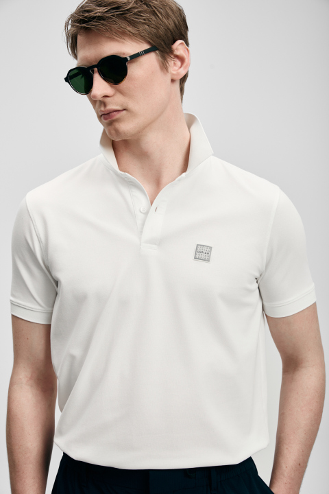 Smart Mens Polo T - Shirt Off Whıte - Lufian