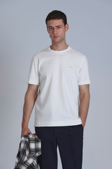 Casa Erkek Basic Tişört Kırık Beyaz - Lufian