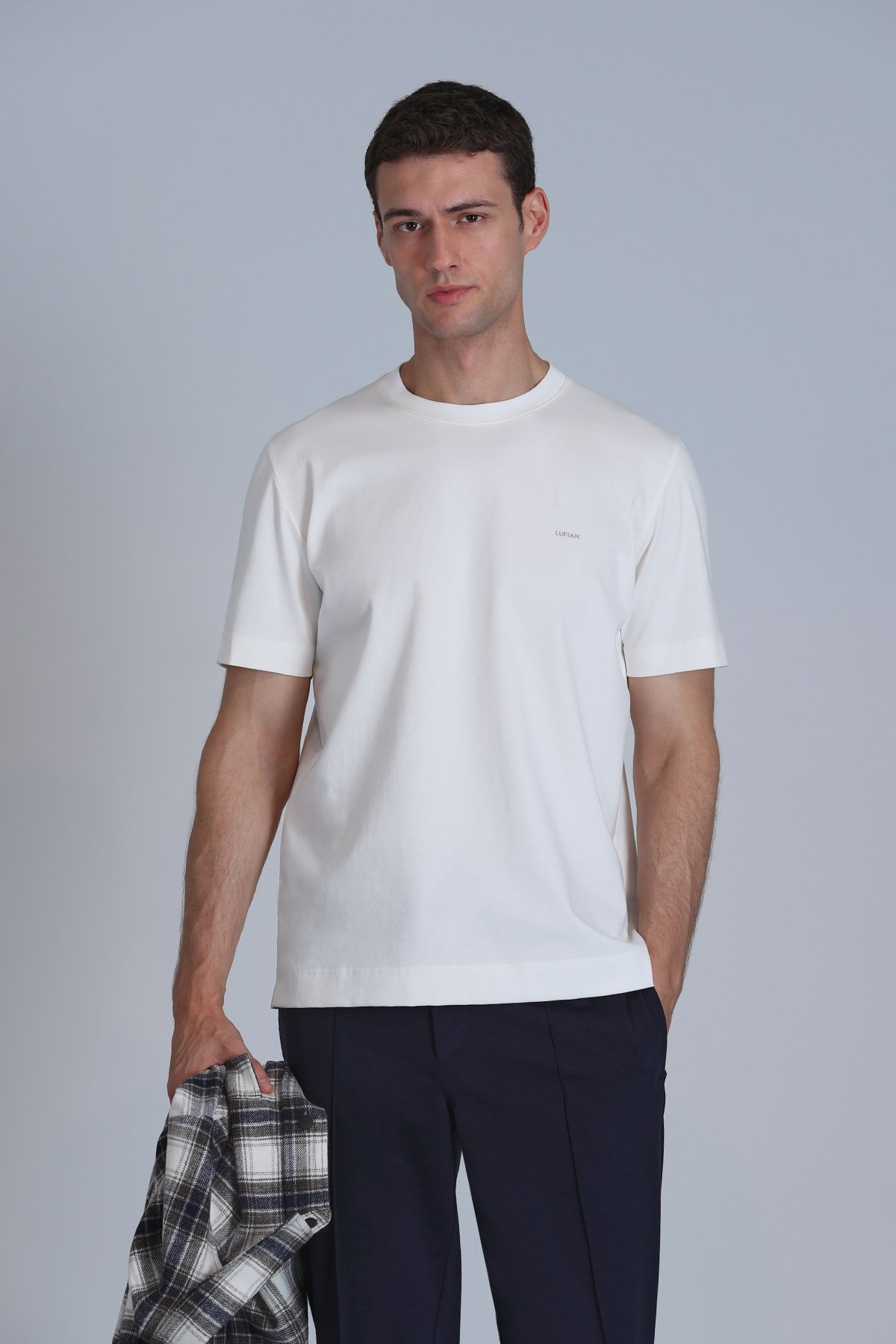 Casa Erkek Basic Tişört Kırık Beyaz - Lufian