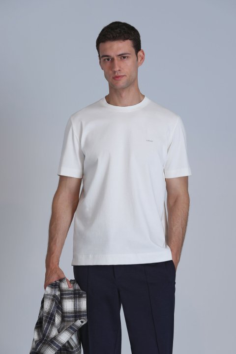 Casa Erkek Basic Tişört Kırık Beyaz - Lufian