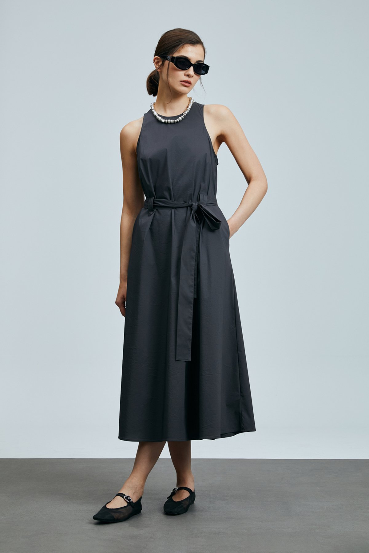 Casares Women's Cotton Dress Gray - LUFIAN