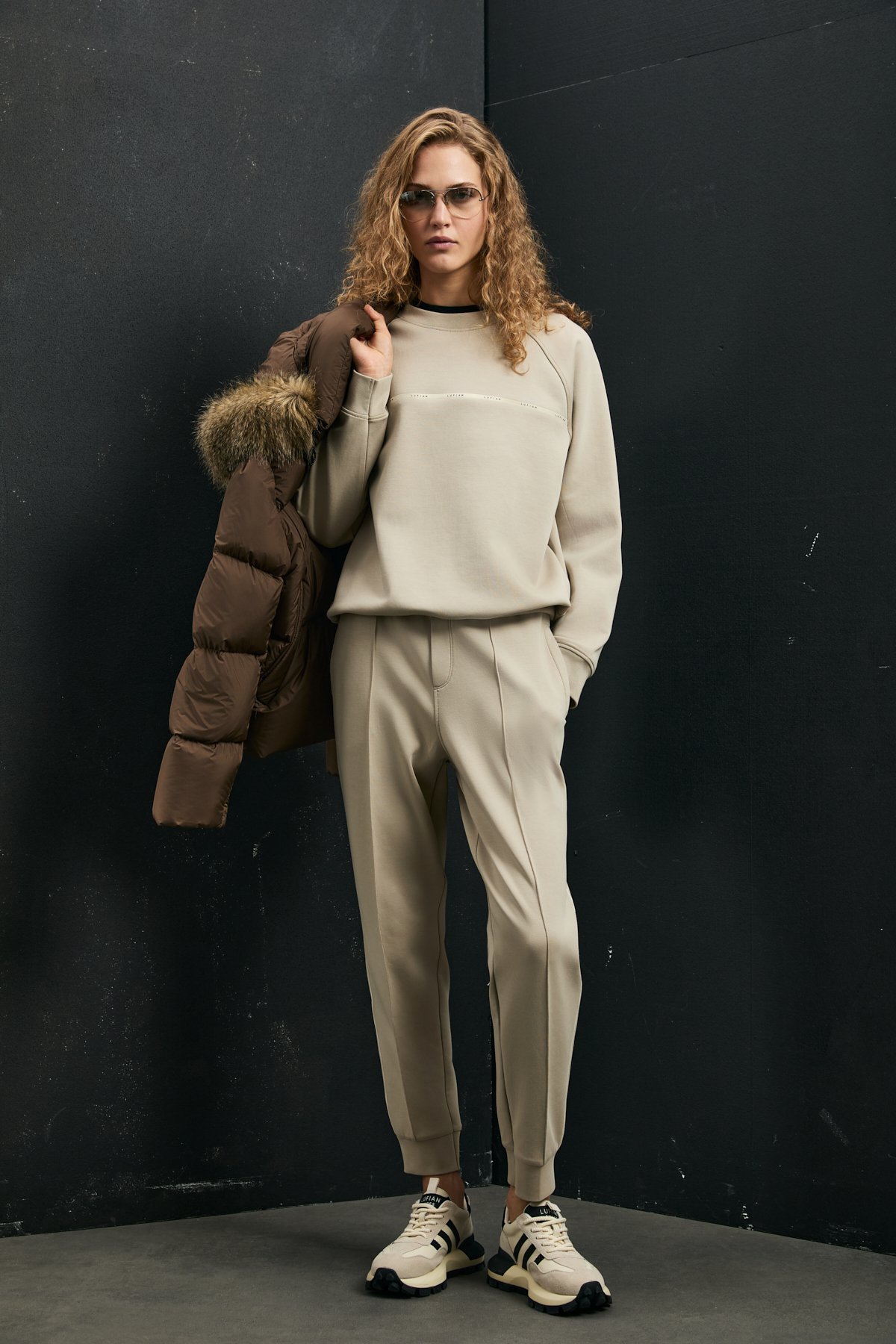 Knitted Woman Tracksuit Beıge - Lufian
