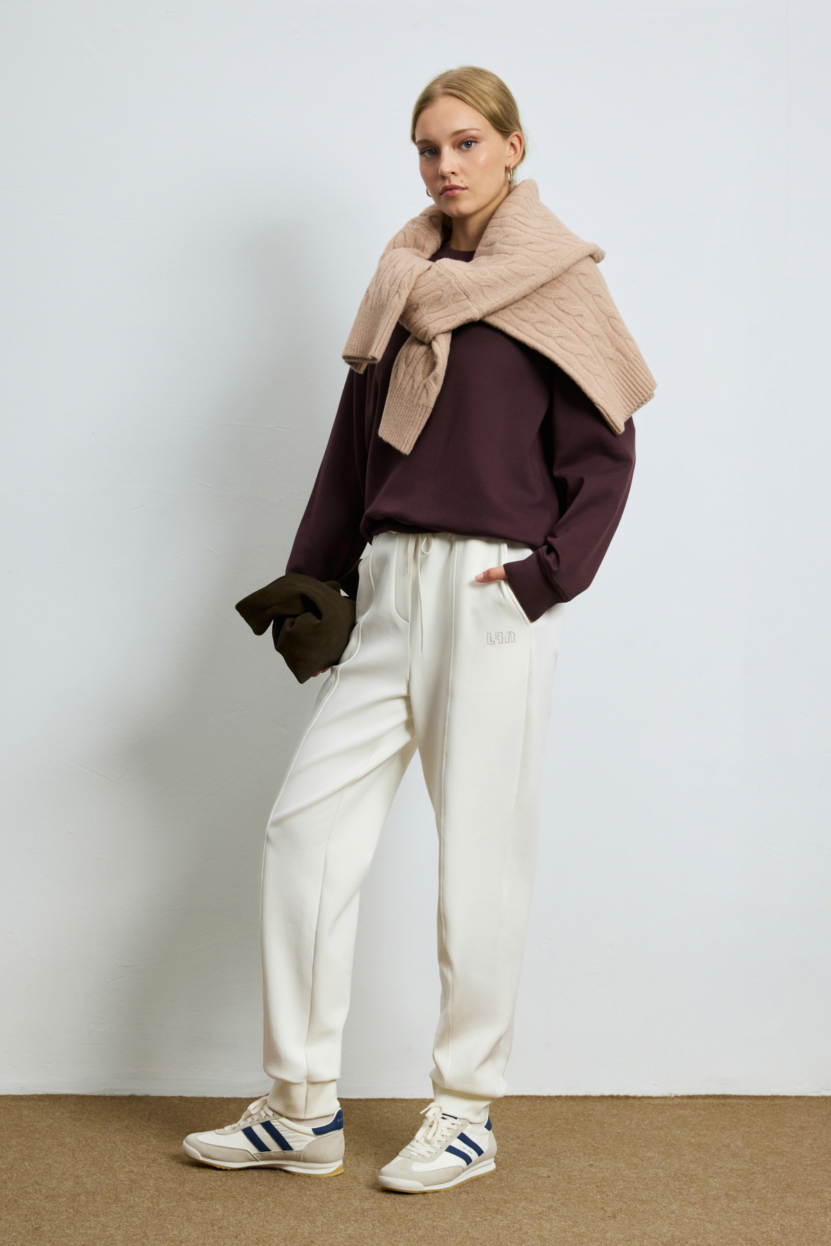 Knitted Woman Tracksuit Off Whıte - LUFIAN