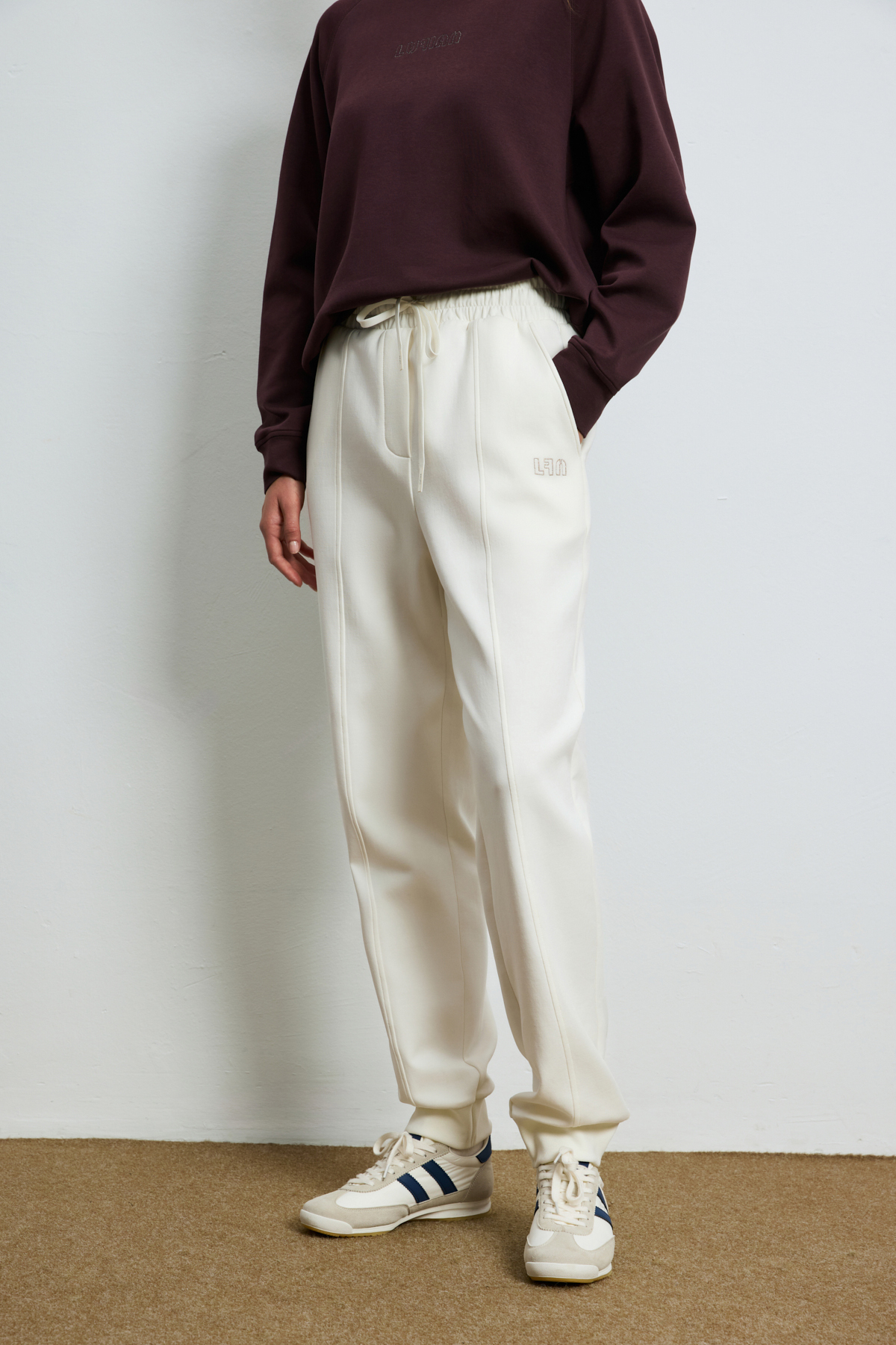 Knitted Woman Tracksuit Off Whıte - LUFIAN