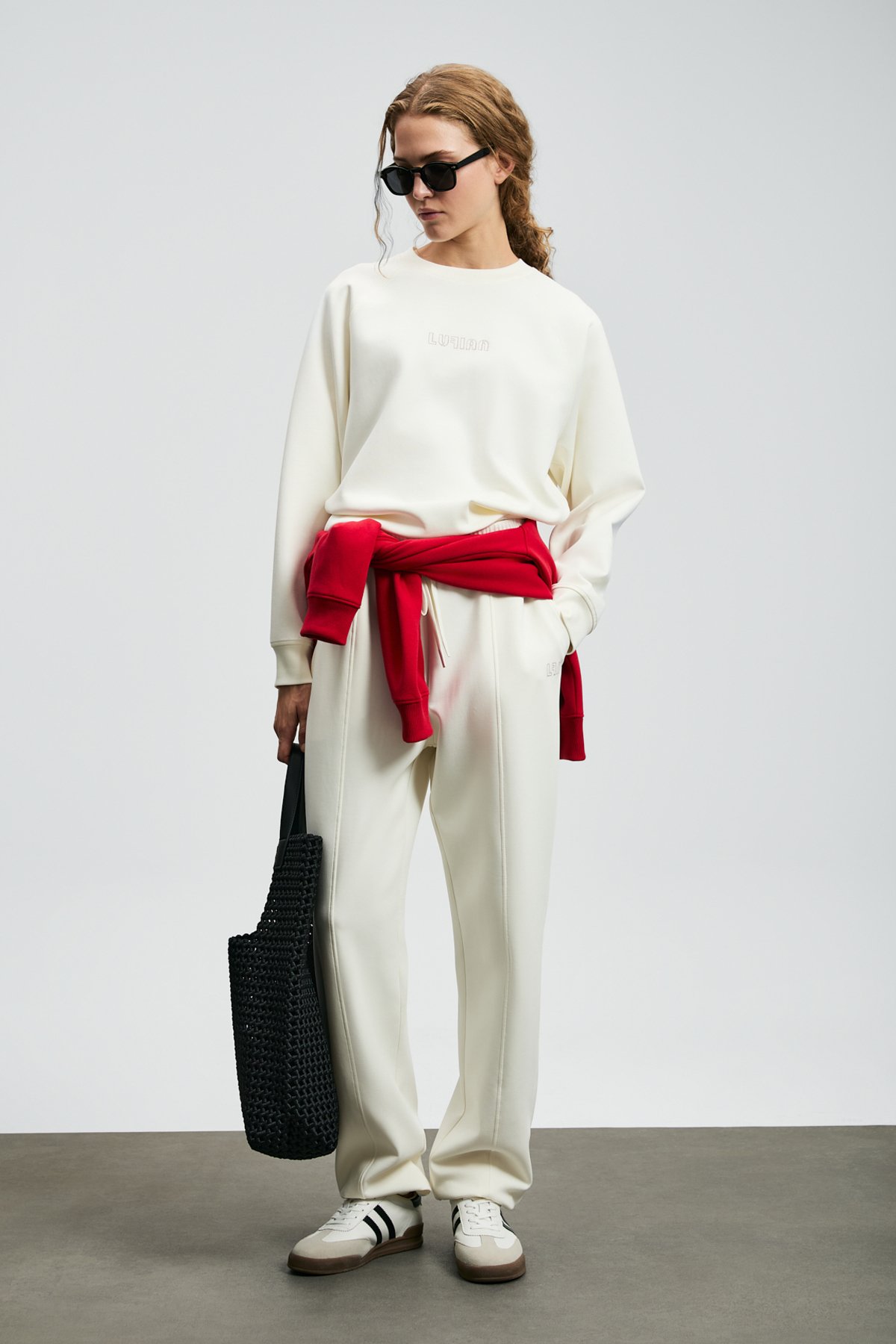 Knitted Woman Tracksuit Off Whıte - Lufian