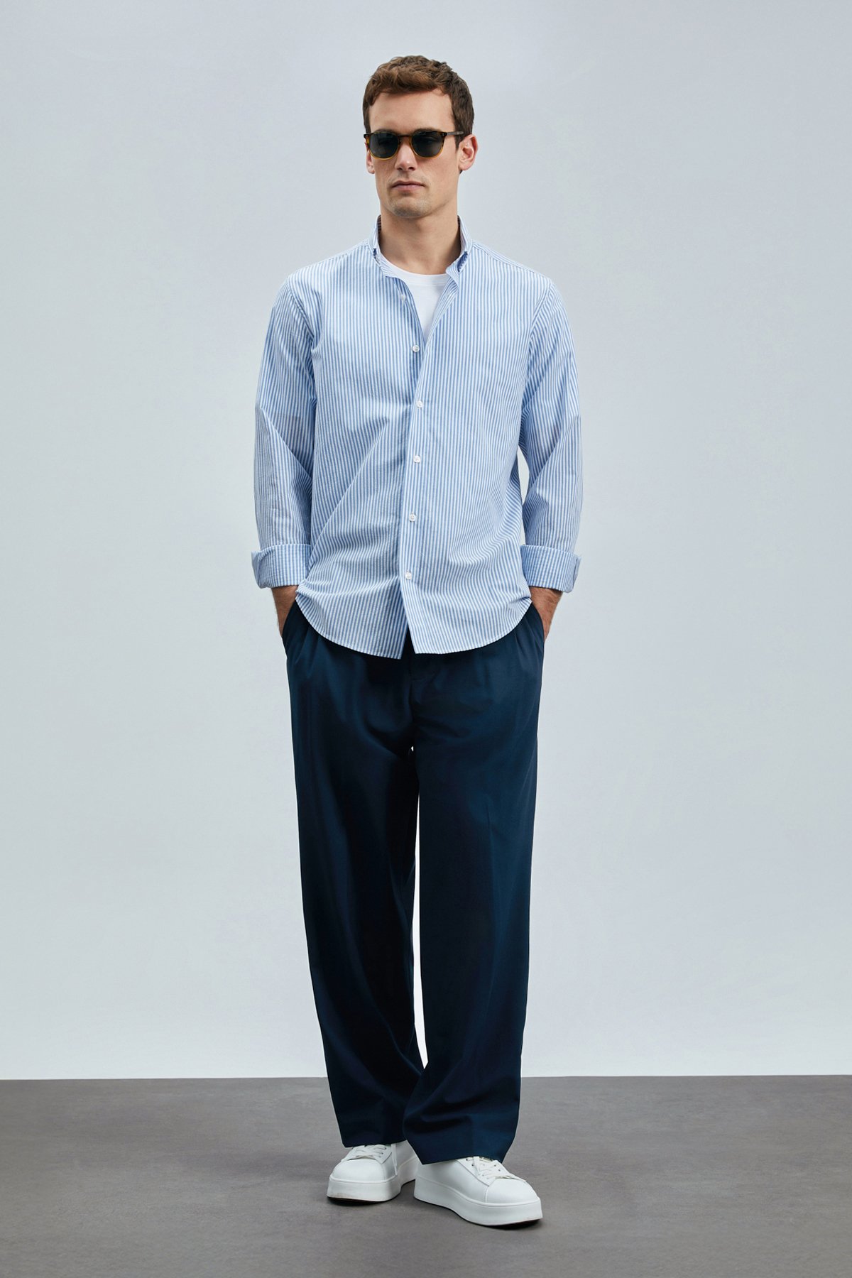 Charles Erkek Basic Gömlek Regular Fit Mavi - Lufian (1)