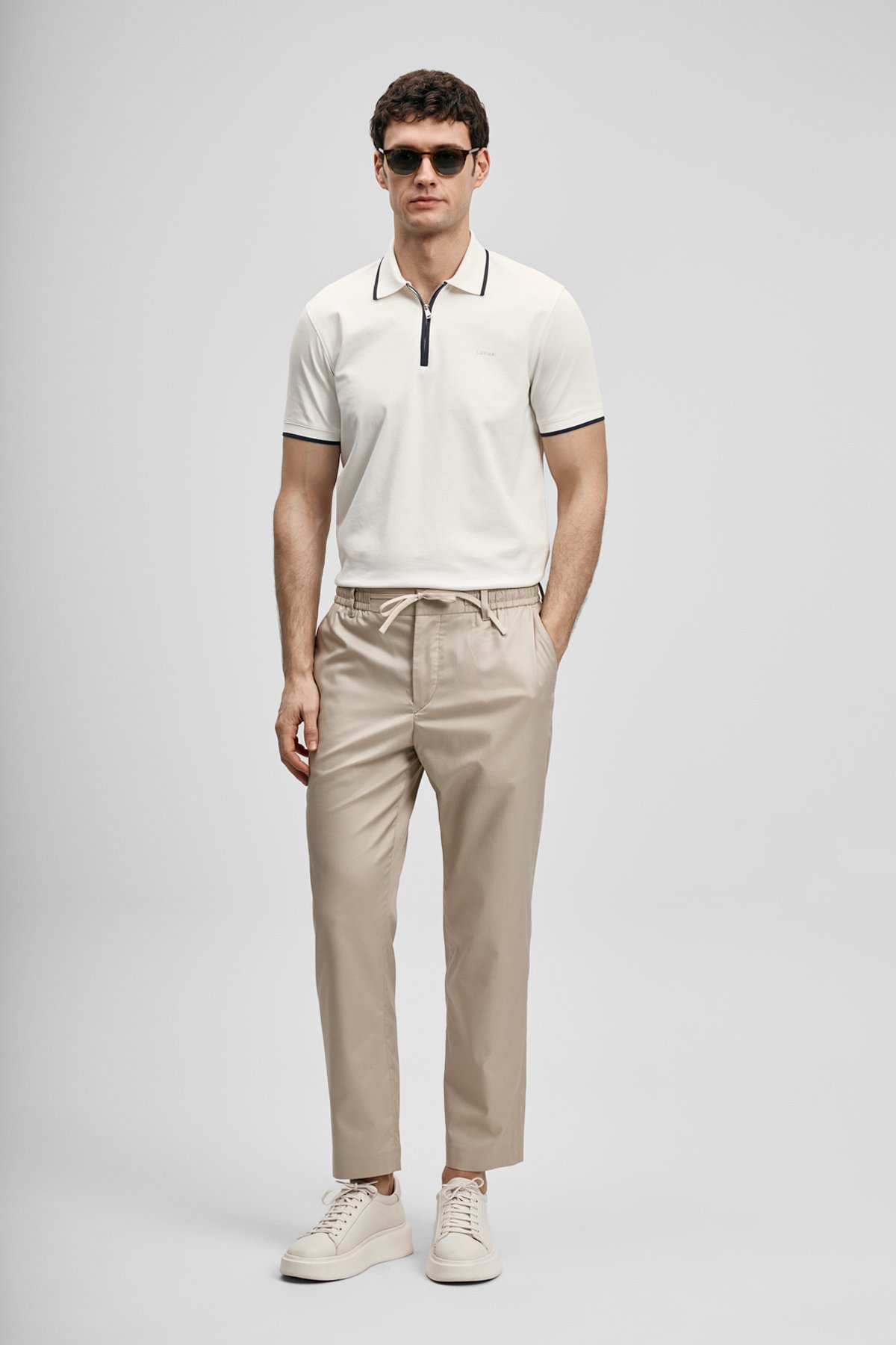 Smart Mens Polo T - Shirt Off Whıte - Lufian (1)