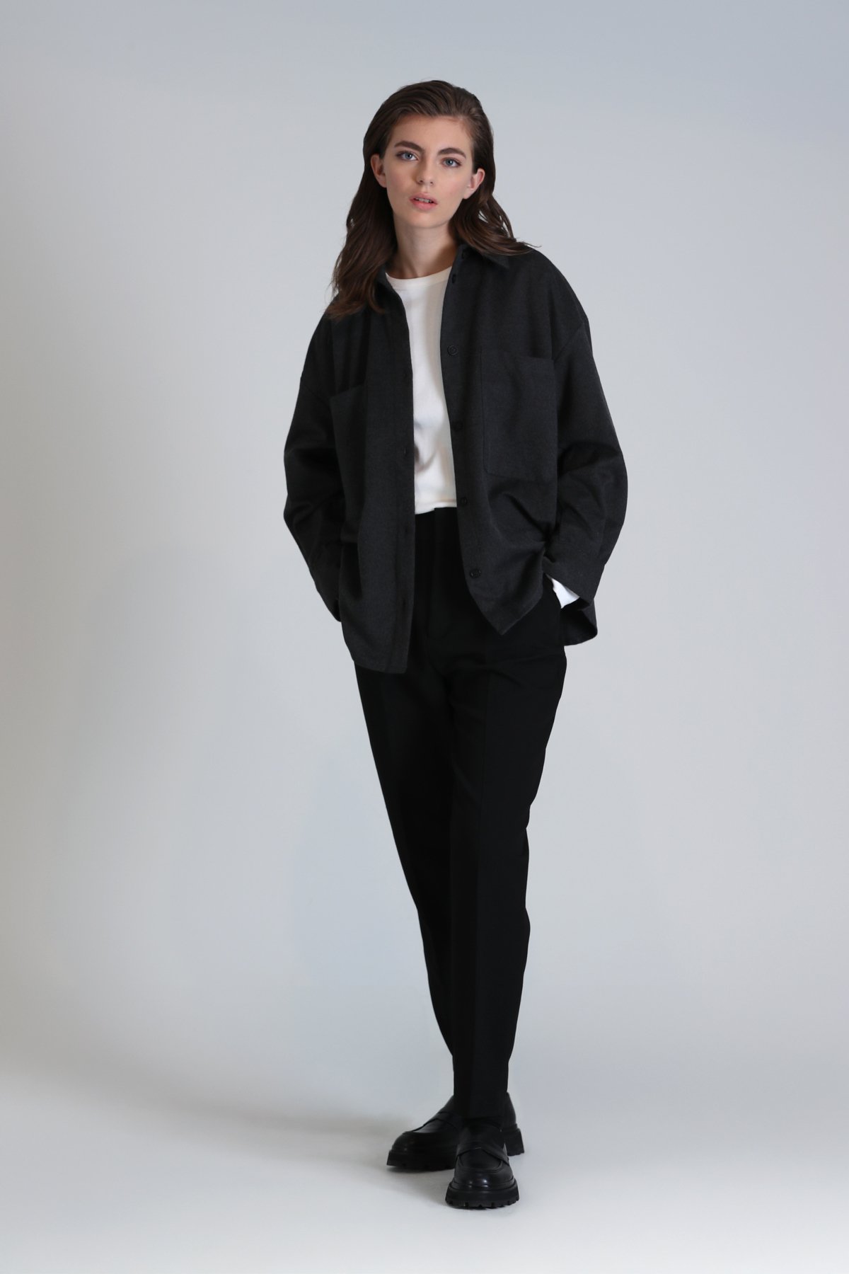 Chelsea Kadın Gömlek Regular Fit Antrasit - Lufian (1)