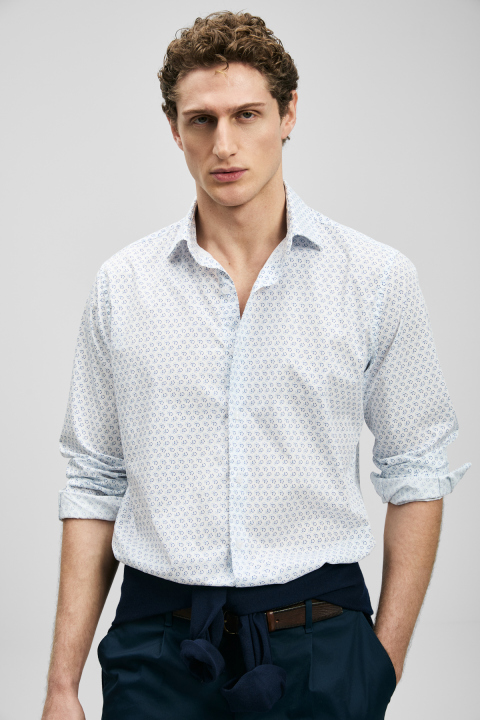 Chrıs Men's Basic Shirt Regular Fit Blue - Lufian