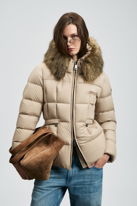 Klemantın Goose Down Women's Coat Beige - Lufian