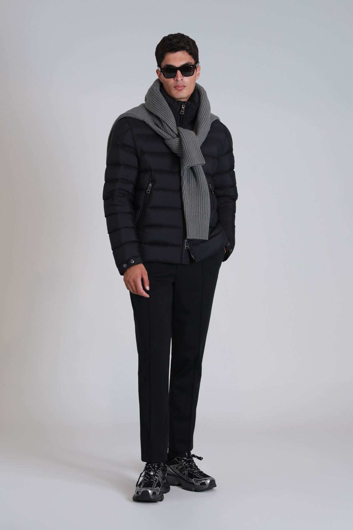 Clow Goose Feather Male Coat Black - Lufian