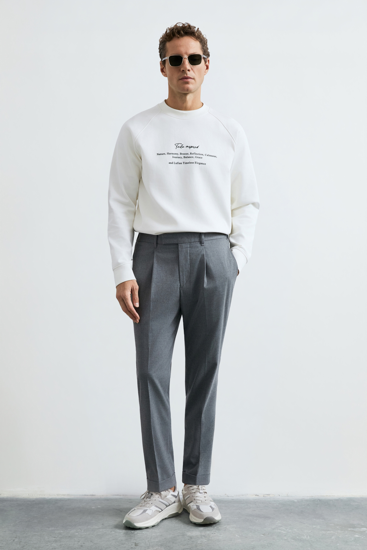Male Sweatshirt Off Whıte - Lufian (1)