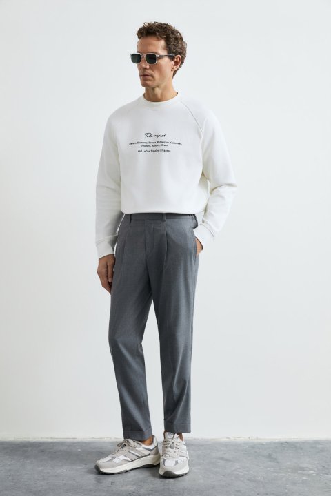Cole Erkek Sweatshirt Kırık Beyaz - Lufian