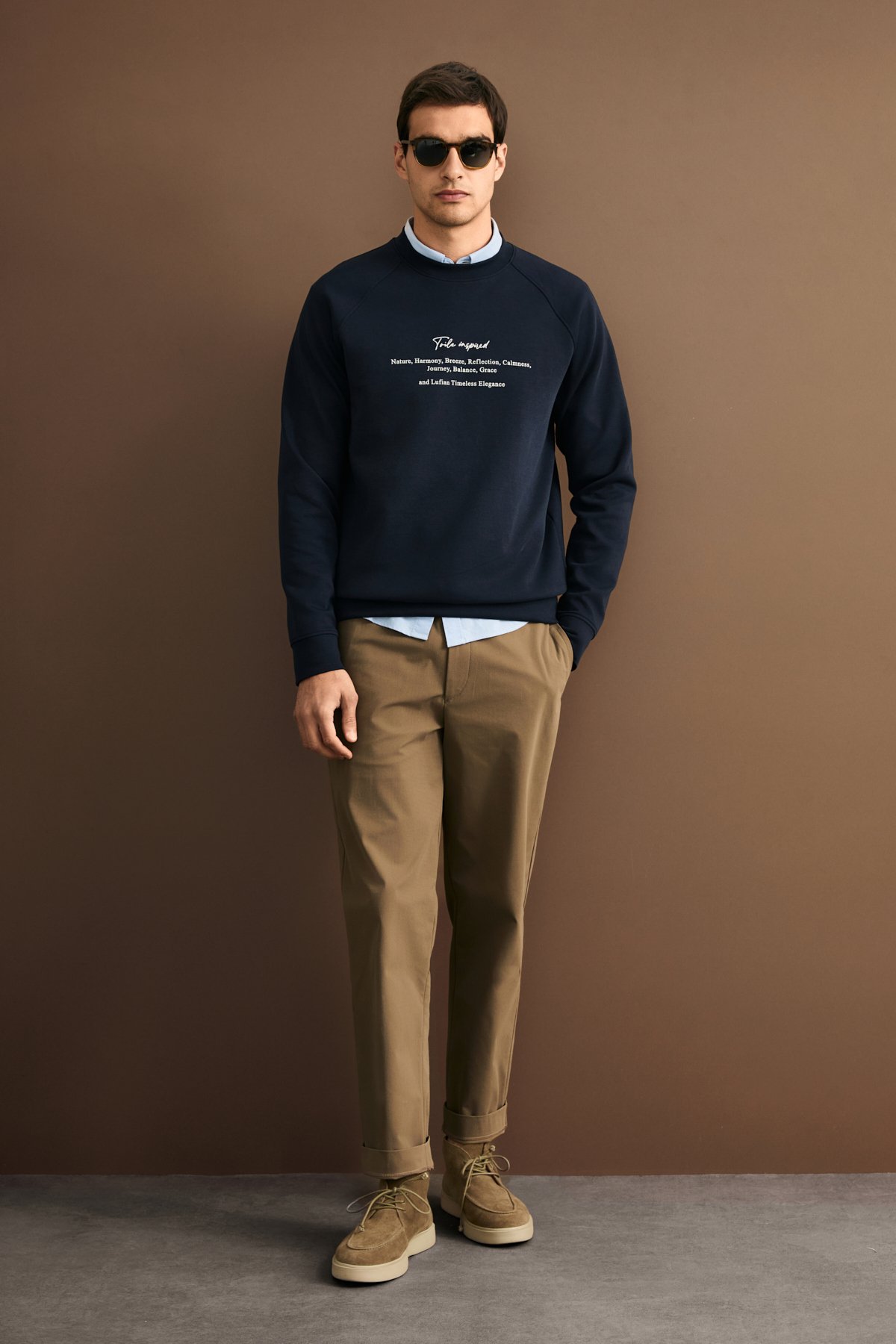 Male Sweatshirt Navy - LUFIAN