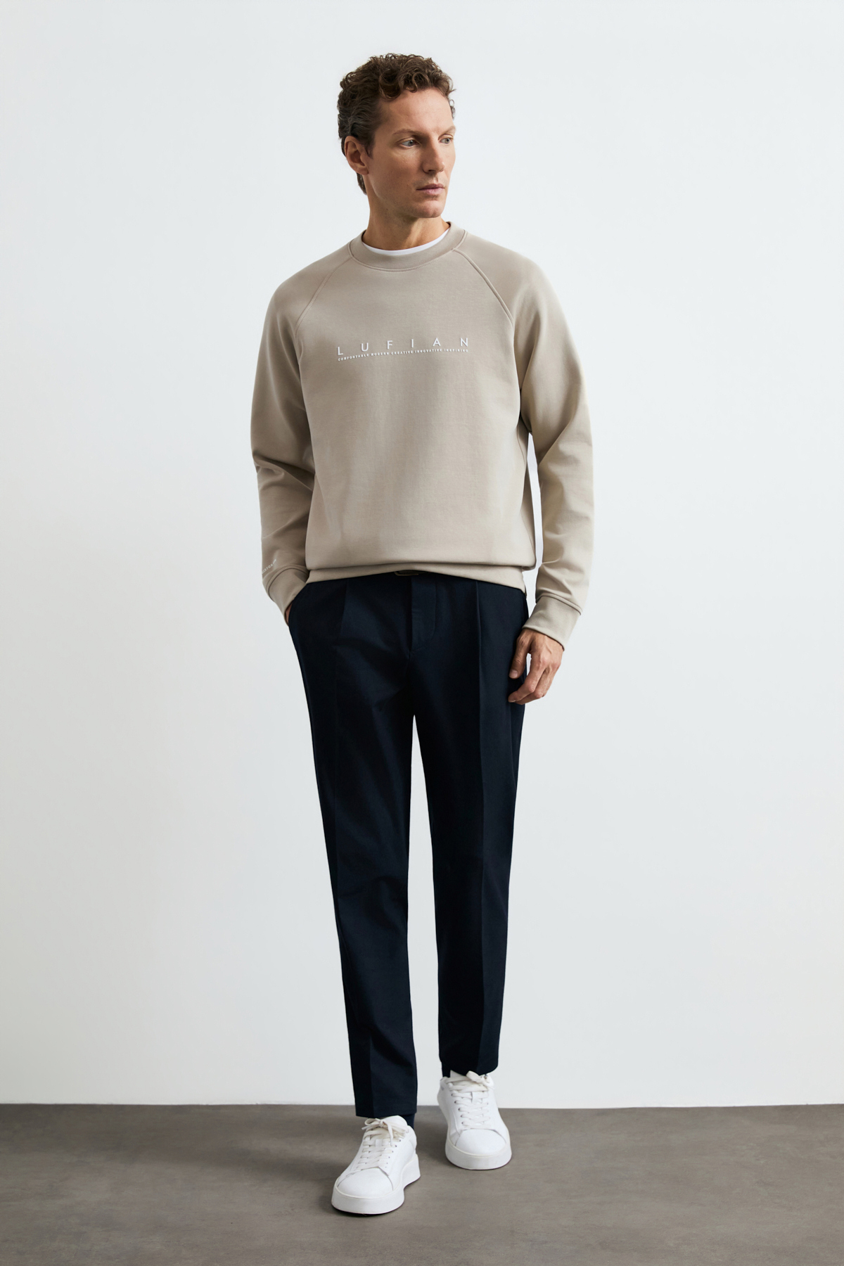 Male Sweatshirt Beıge - LUFIAN