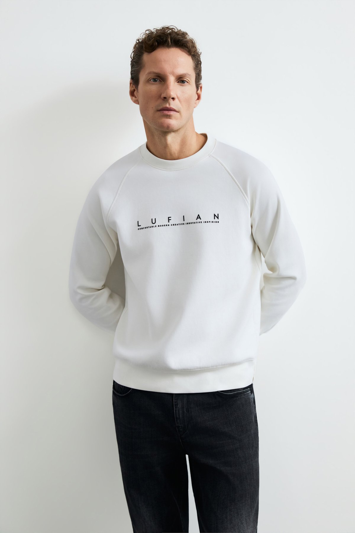 Male Sweatshirt Off Whıte - LUFIAN