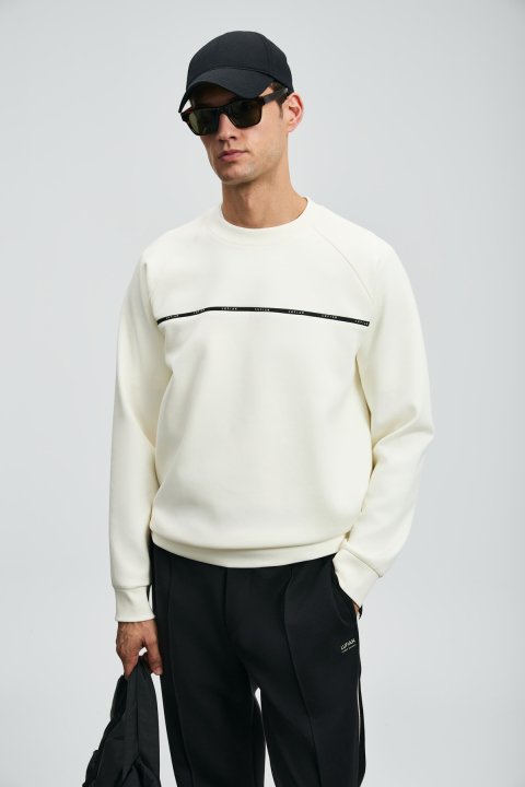 Cosmo Erkek Sweatshirt Kırık Beyaz - LUFIAN