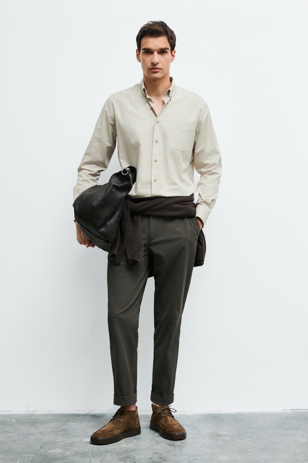 Danıel Men Basic Shirt Regular Fıt Lıght Beige - LUFIAN