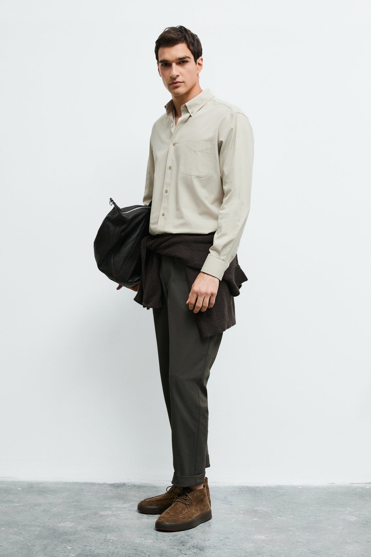 Danıel Men Basic Shirt Regular Fıt Lıght Beige - LUFIAN