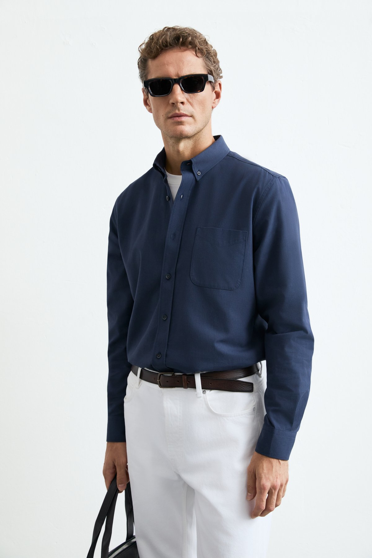 Danıel Men Basic Shirt Regular Fıt Navy - LUFIAN