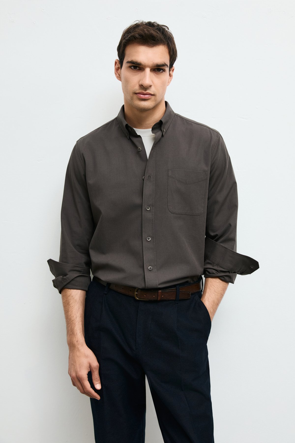 Danıel Men Basic Shirt Regular Fıt Green - LUFIAN