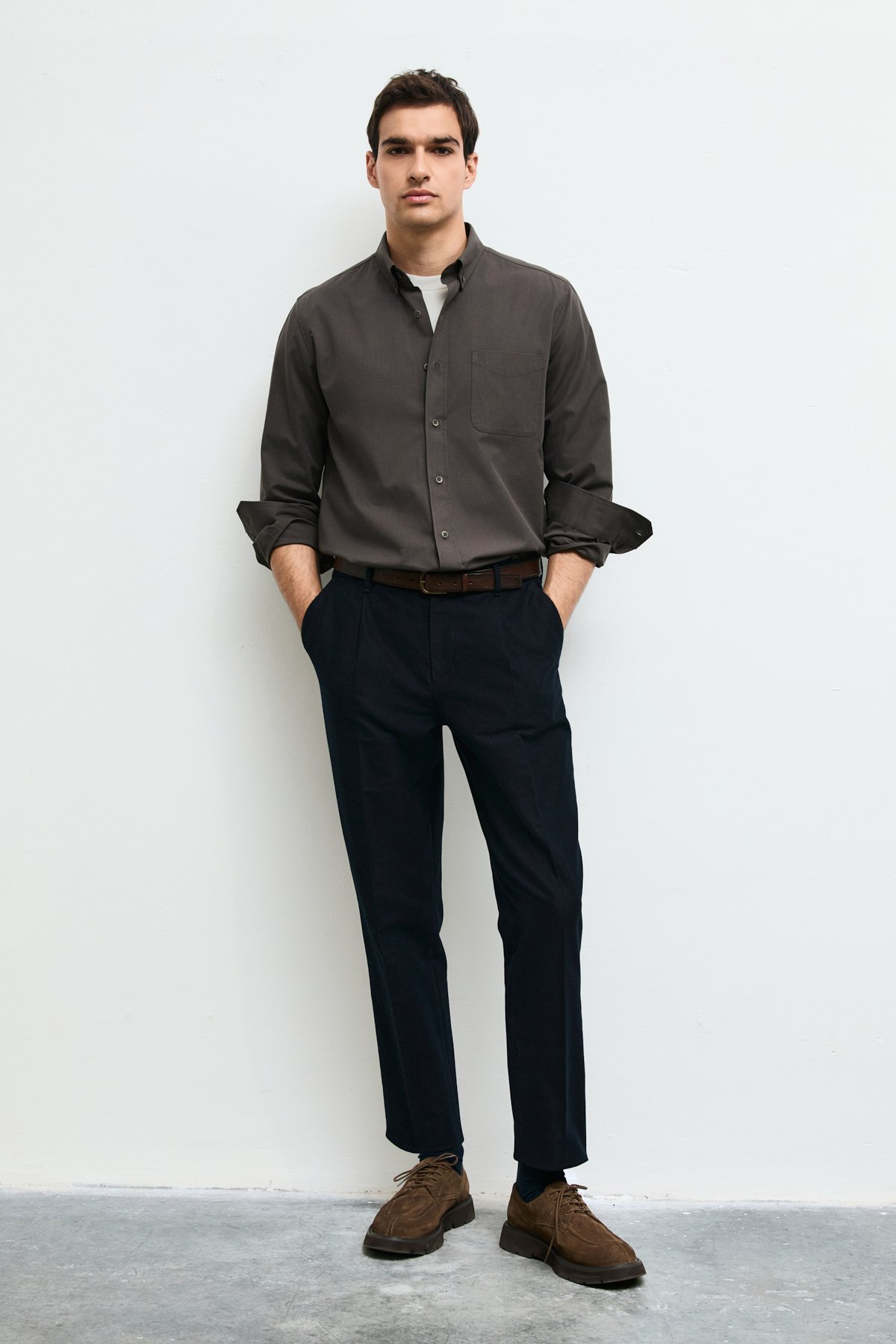 Danıel Men Basic Shirt Regular Fıt Green - LUFIAN