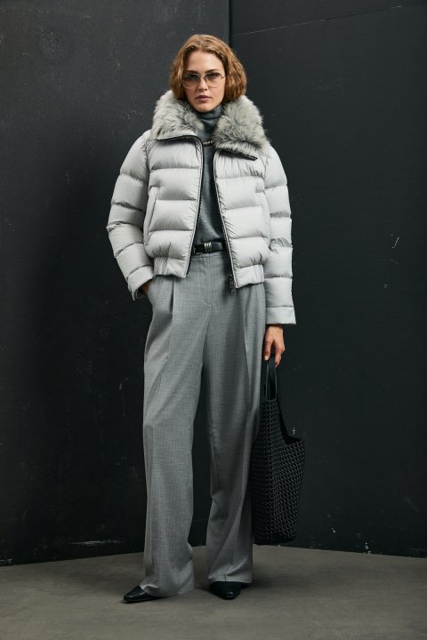 Daısy Kaz Tüyü Kadın Mont Gri - Lufian (1)