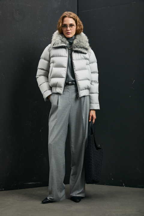 Daısy Kaz Tüyü Kadın Mont Gri - Lufian (1)