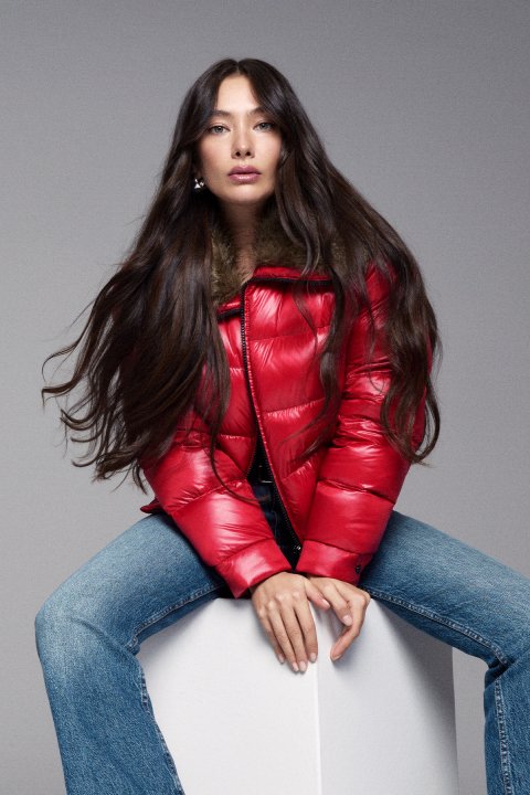 Daısy Kaz Tüyü Kadın Mont Koyu Kırmızı - Lufian