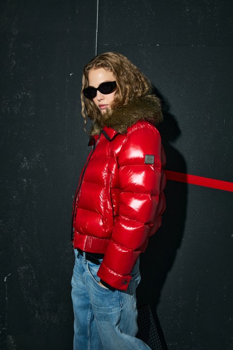 Daısy Kaz Tüyü Kadın Mont Koyu Kırmızı - Lufian (1)