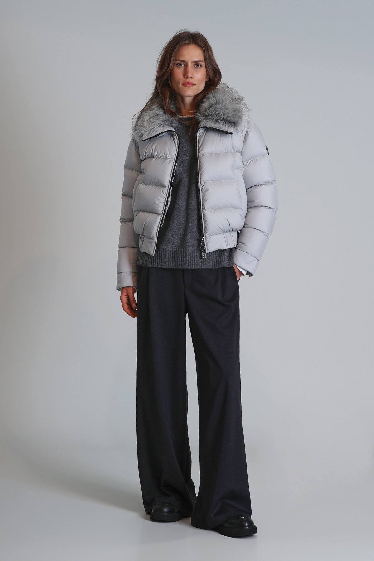 Daısy Kaz Tüyü Kadın Mont Gri - Lufian (1)