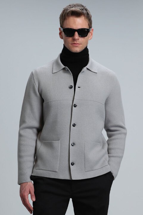 Daks Erkek Hırka Açık Gri - Lufian