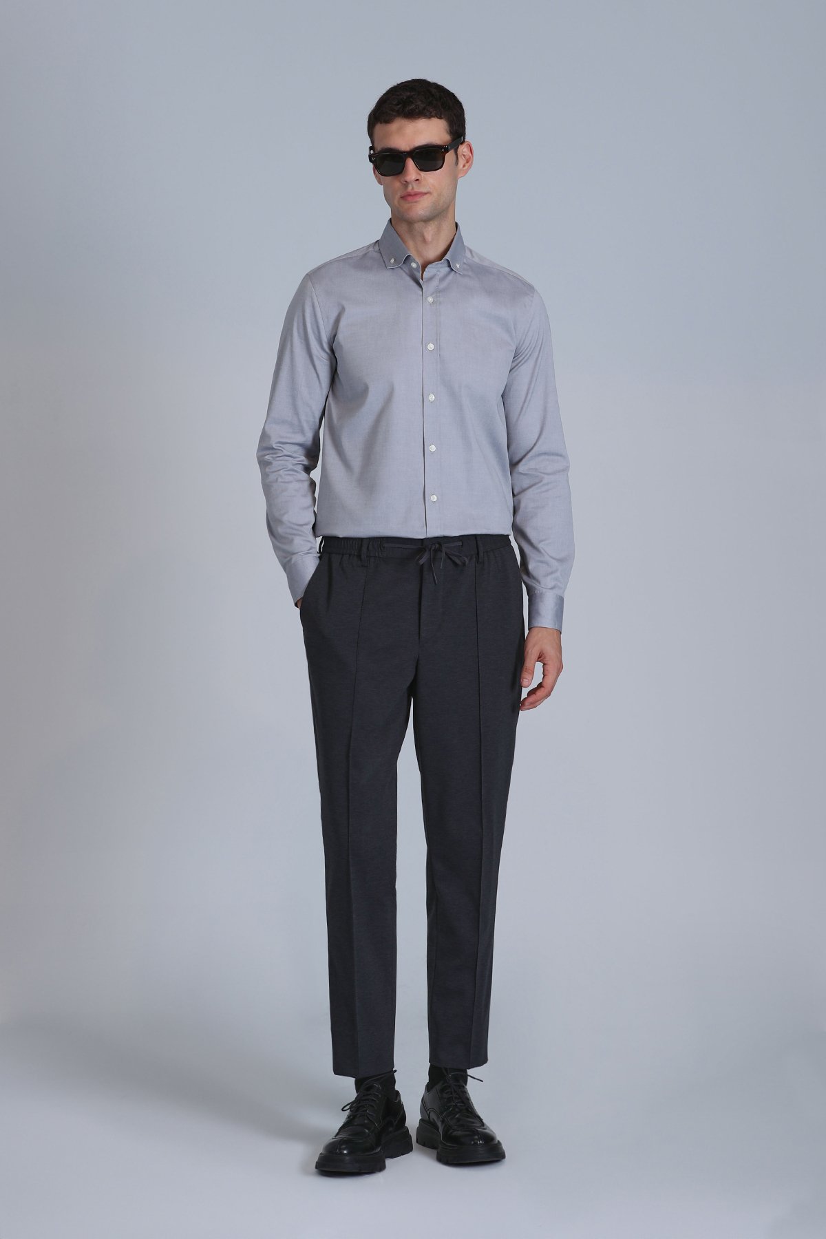 Danıel Erkek Basic Gömlek Slim Fit Gri - Lufian (1)