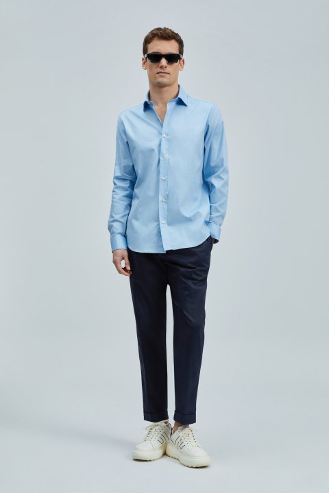 Danıel Men's Basic Shirt Regular Fit Blue - Lufian (1)