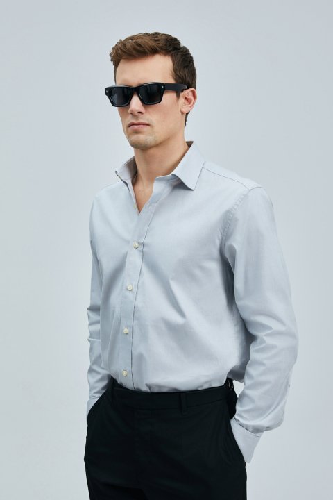 Danıel Men's Basic Shirt Regular Fit Gray - LUFIAN
