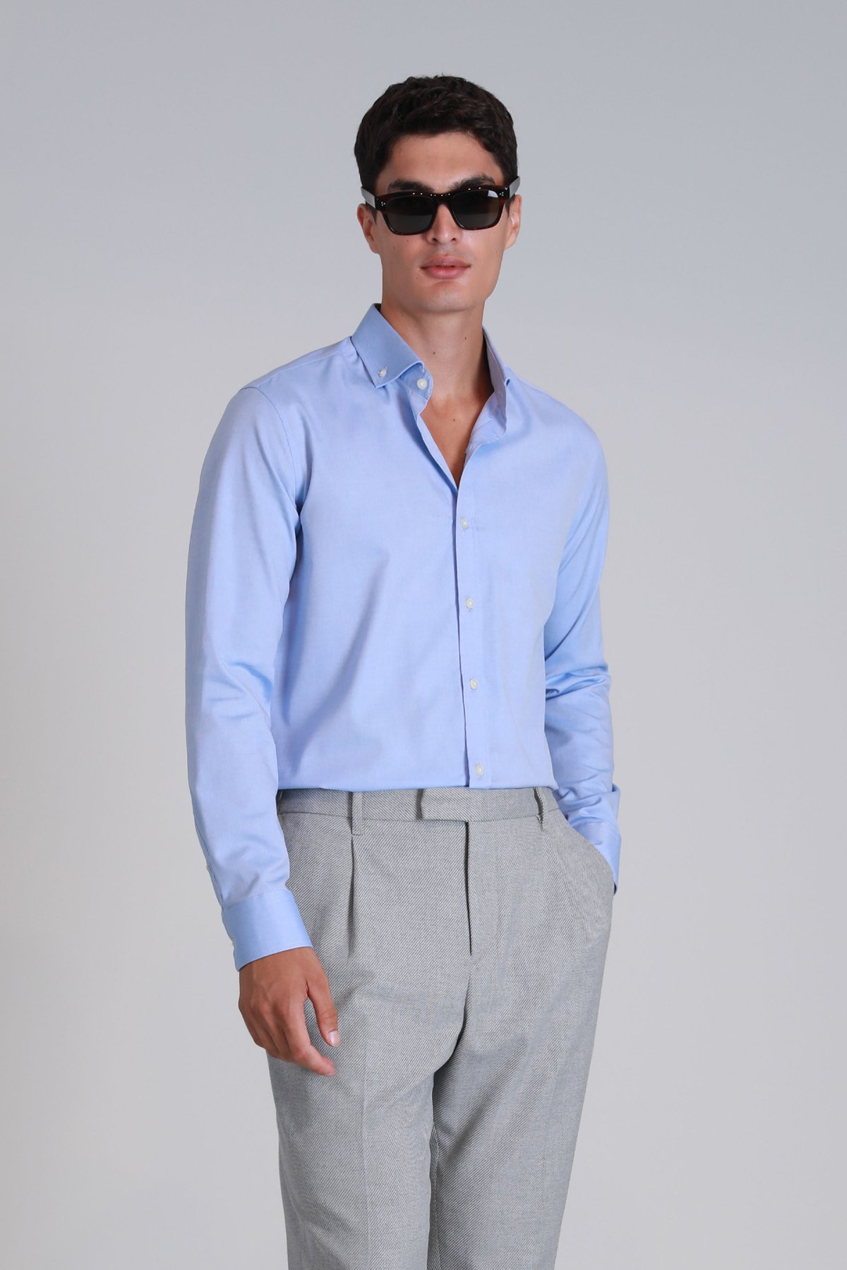Danıel Men's Basic Shirt Slim Fit Blue - Lufian