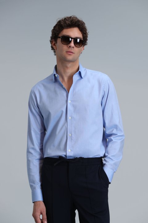 Danıel Men Basic Shirt Regular Fıt Blue - Lufian