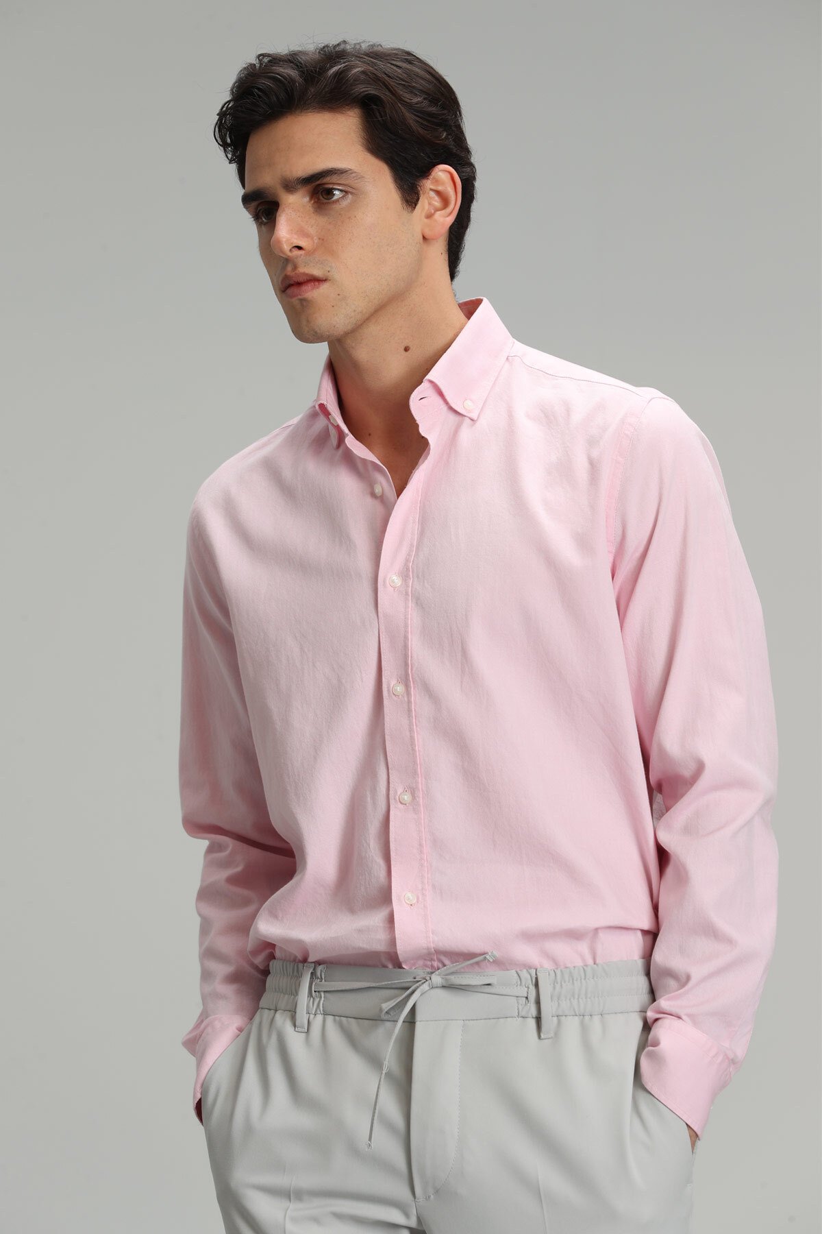 Danıel Mens Smart Casual Shirt Comfort Slım Fıt Pınk - Lufian (1)