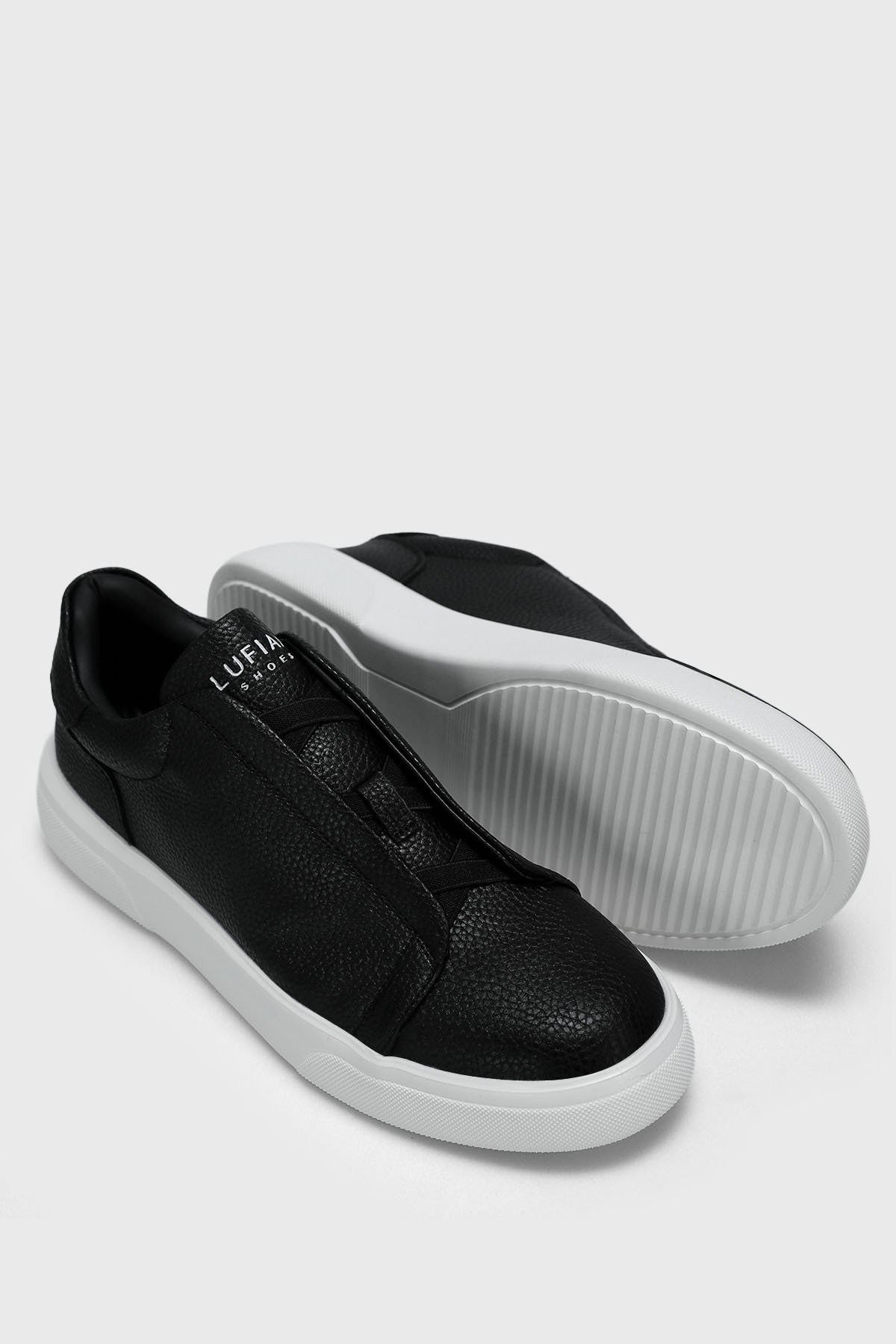 Mens Leather Sneaker Shoes Black - Lufian