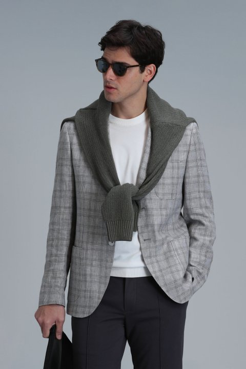 Dany Spor Erkek Blazer Ceket Slim Fit Gri - LUFIAN