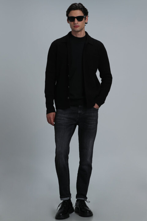 Darcy Smart Jean Erkek Pantolon Slim Fit Koyu Gri - Lufian