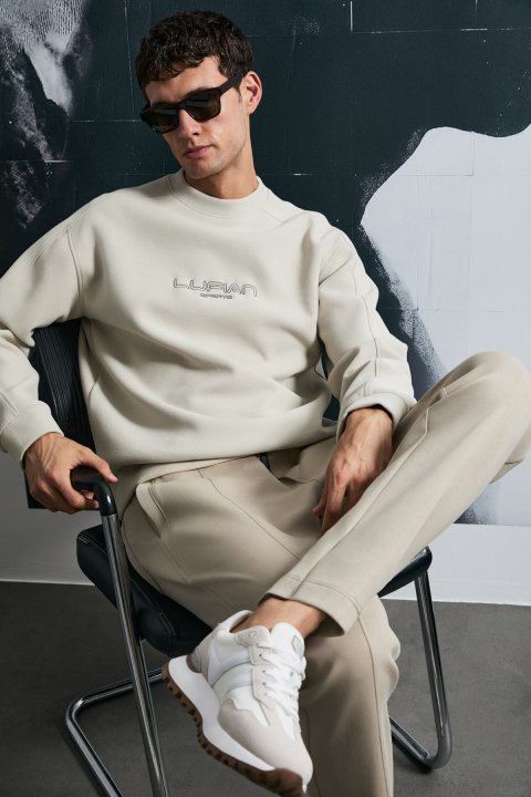 Dark Erkek Sweatshirt Ekru - Lufian