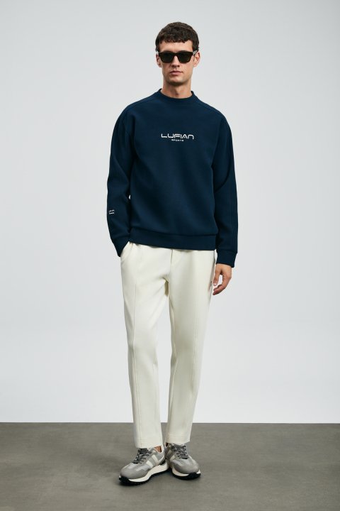 Dark Men's Sweatshirt Navy Blue - Lufian