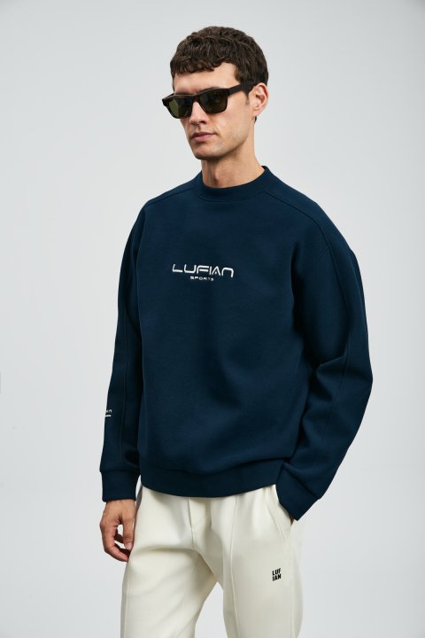 Dark Men's Sweatshirt Navy Blue - Lufian (1)