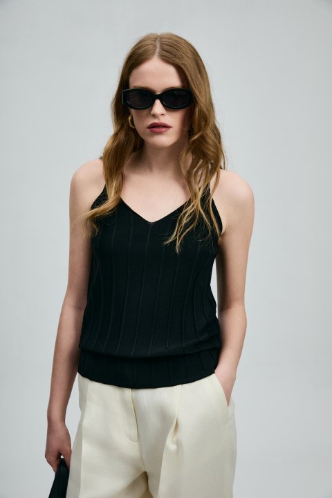 Darla Kadın Triko Atlet Siyah - Lufian