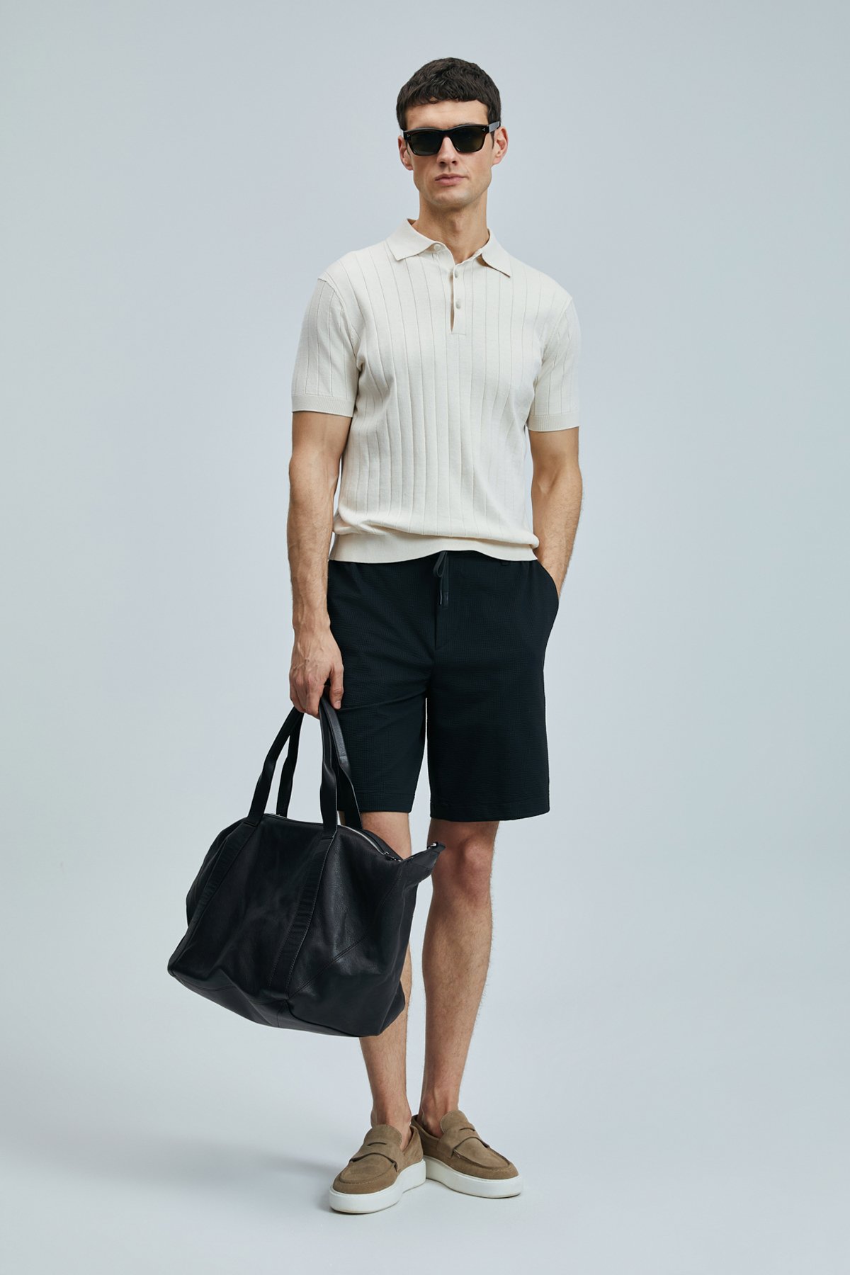 Aler Sport Herren-Chino-Shorts Slim Fit Schwarz - LUFIAN