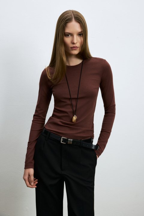 Amıra Damen-T-Shirt bordeaux - LUFIAN