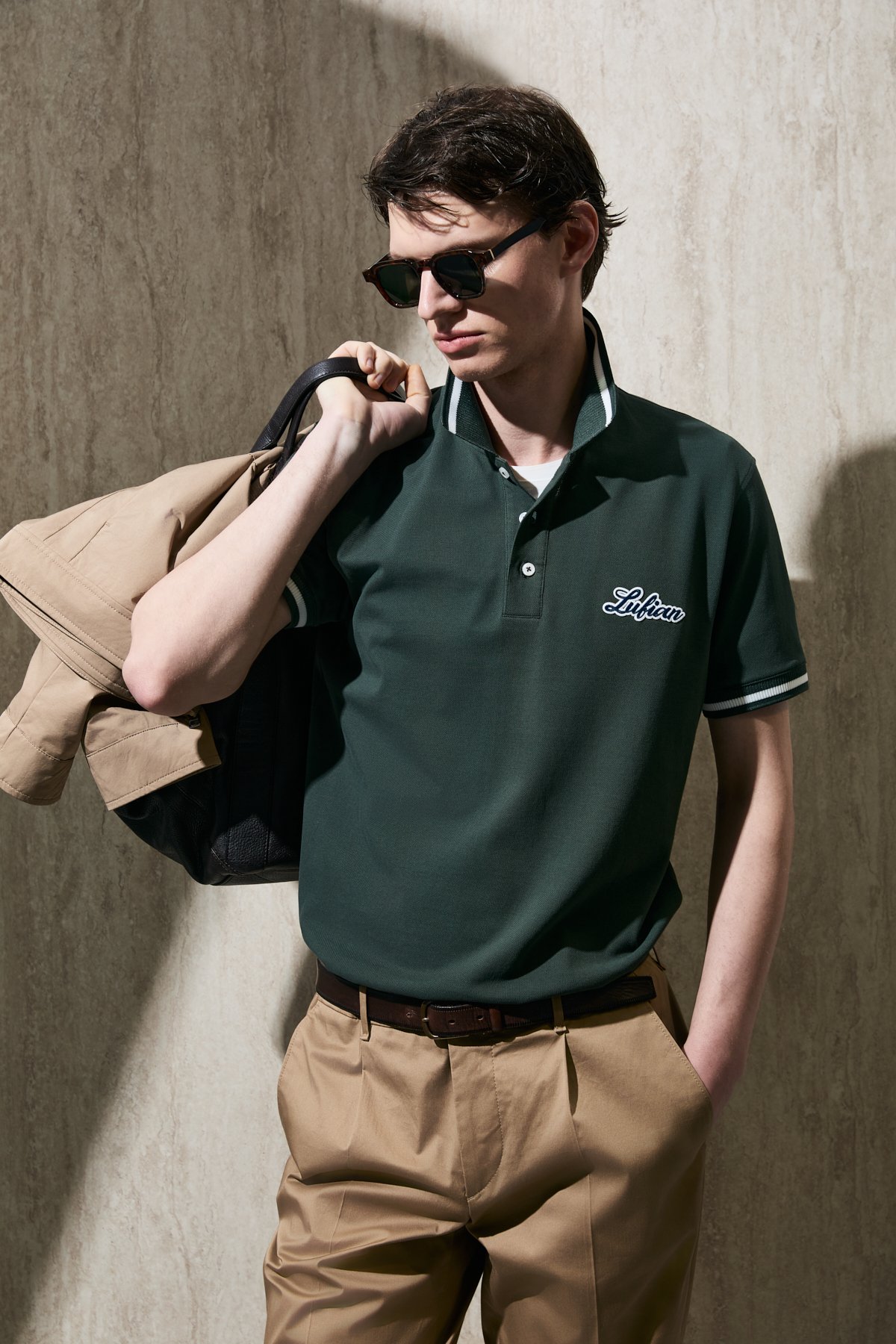 Artos Smart Men's Polo T-Shirt Khaki - LUFIAN