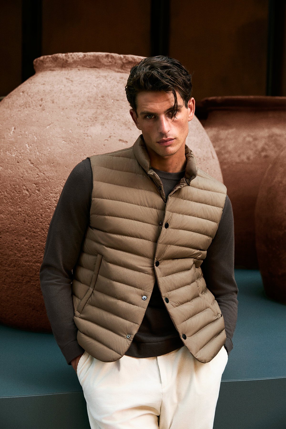 Soon Gänsedaunen Herren-Pufferjacke Sand - LUFIAN