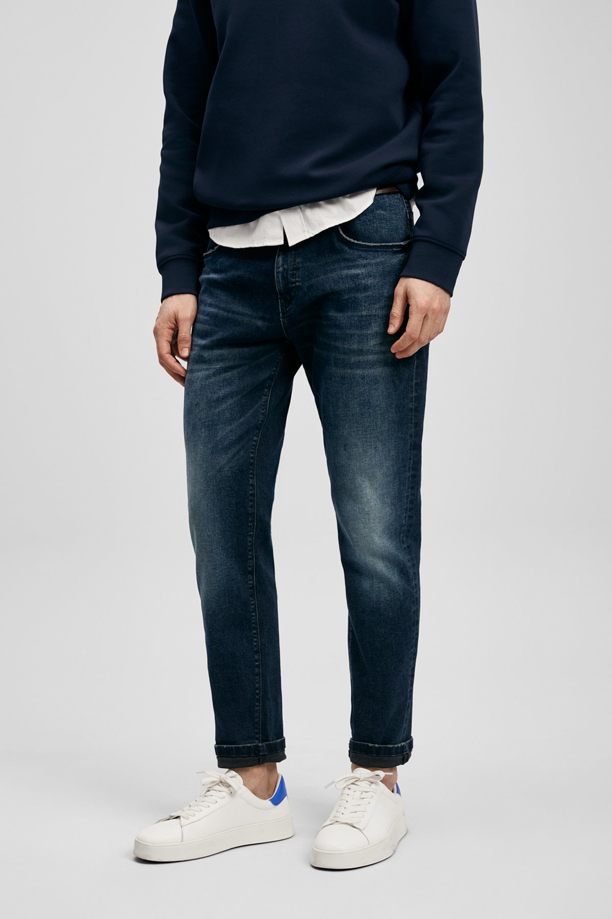 Benedıc Schicke Jeans Herrenhosen Slim Fit Dunkelblau - LUFIAN (1)